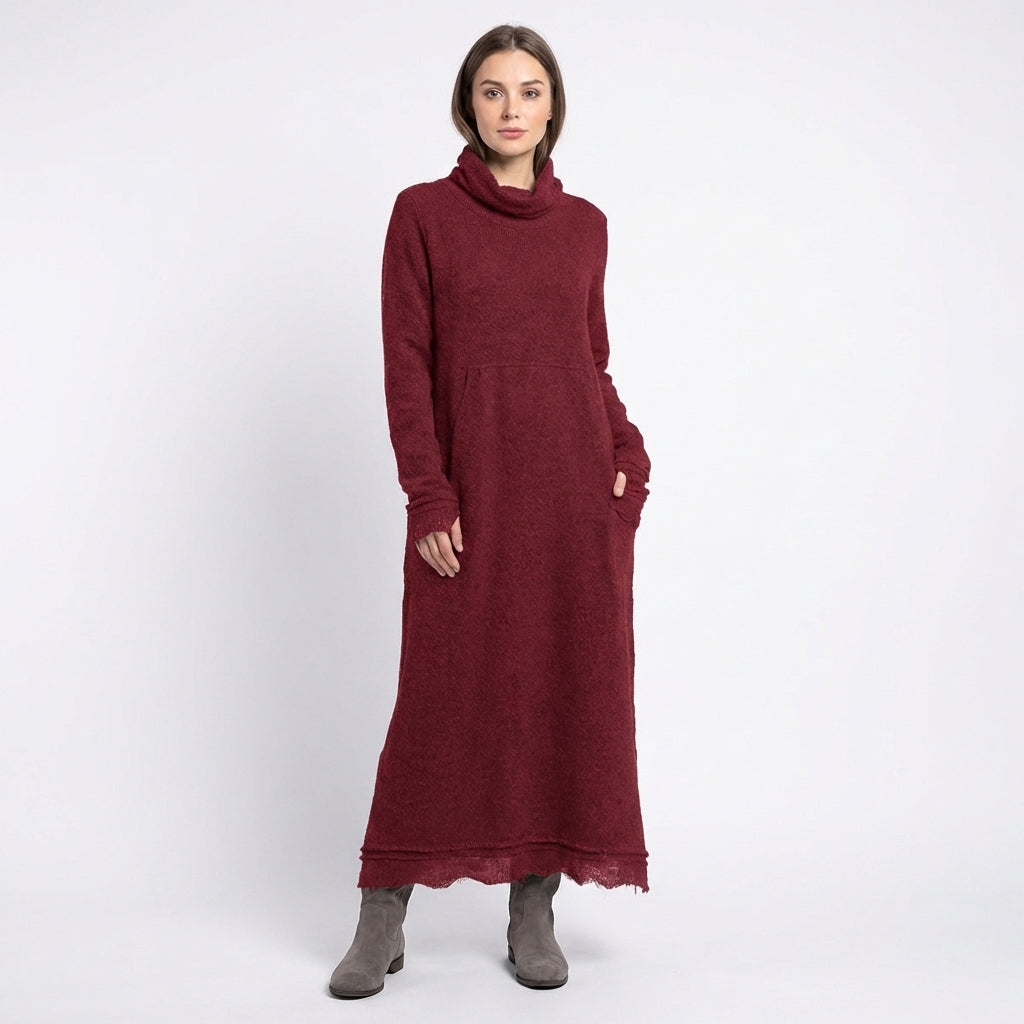 Nieves | Vestido Largo Punto Bolsillos Mujer