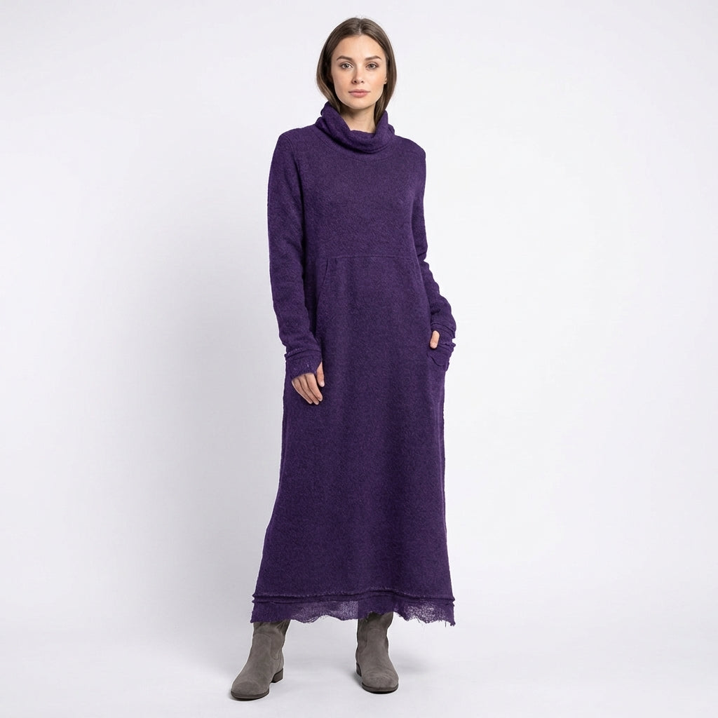 Nieves | Vestido Largo Punto Bolsillos Mujer