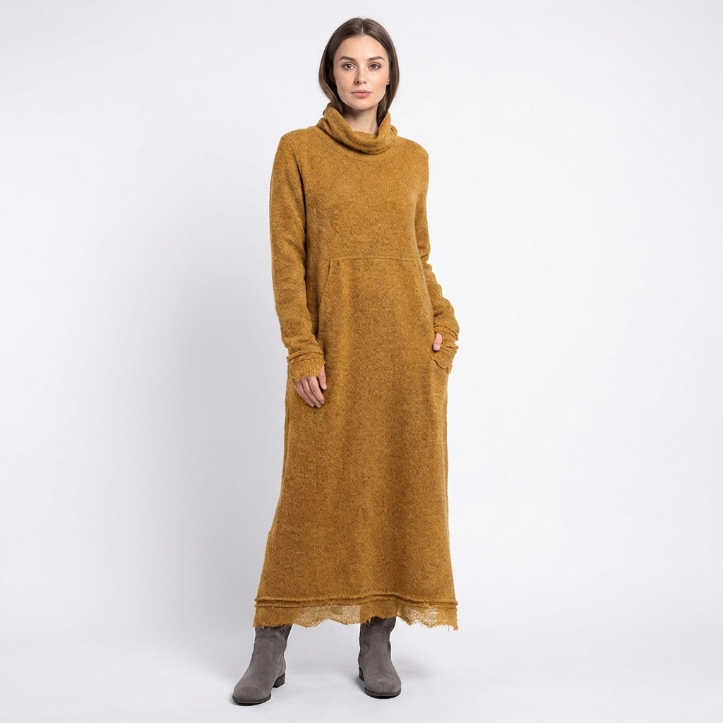 Nieves | Vestido Largo Punto Bolsillos Mujer