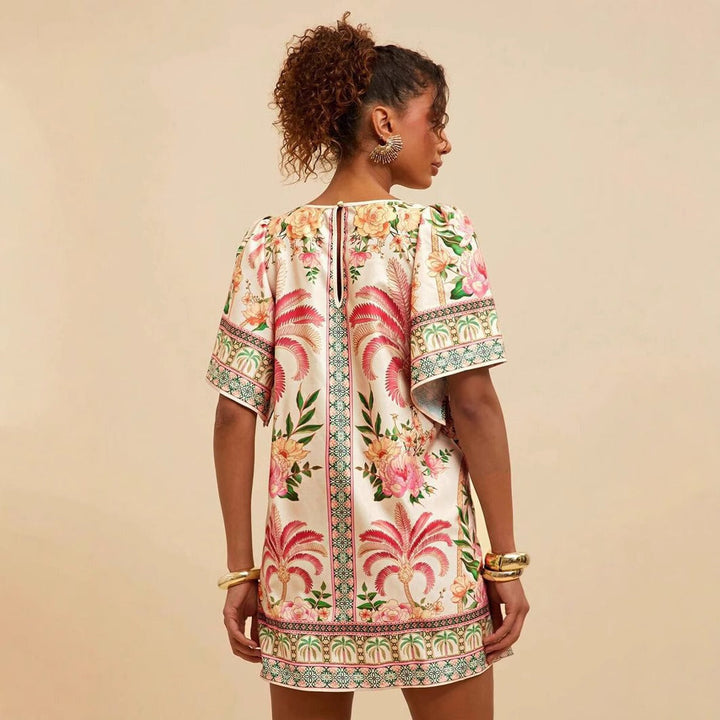 Vestido corto para mujer estampado floral estilo étnico - Nayeli