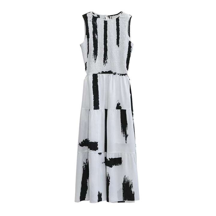 Vestido midi mujer estampado artístico estilo evasé - Helena
