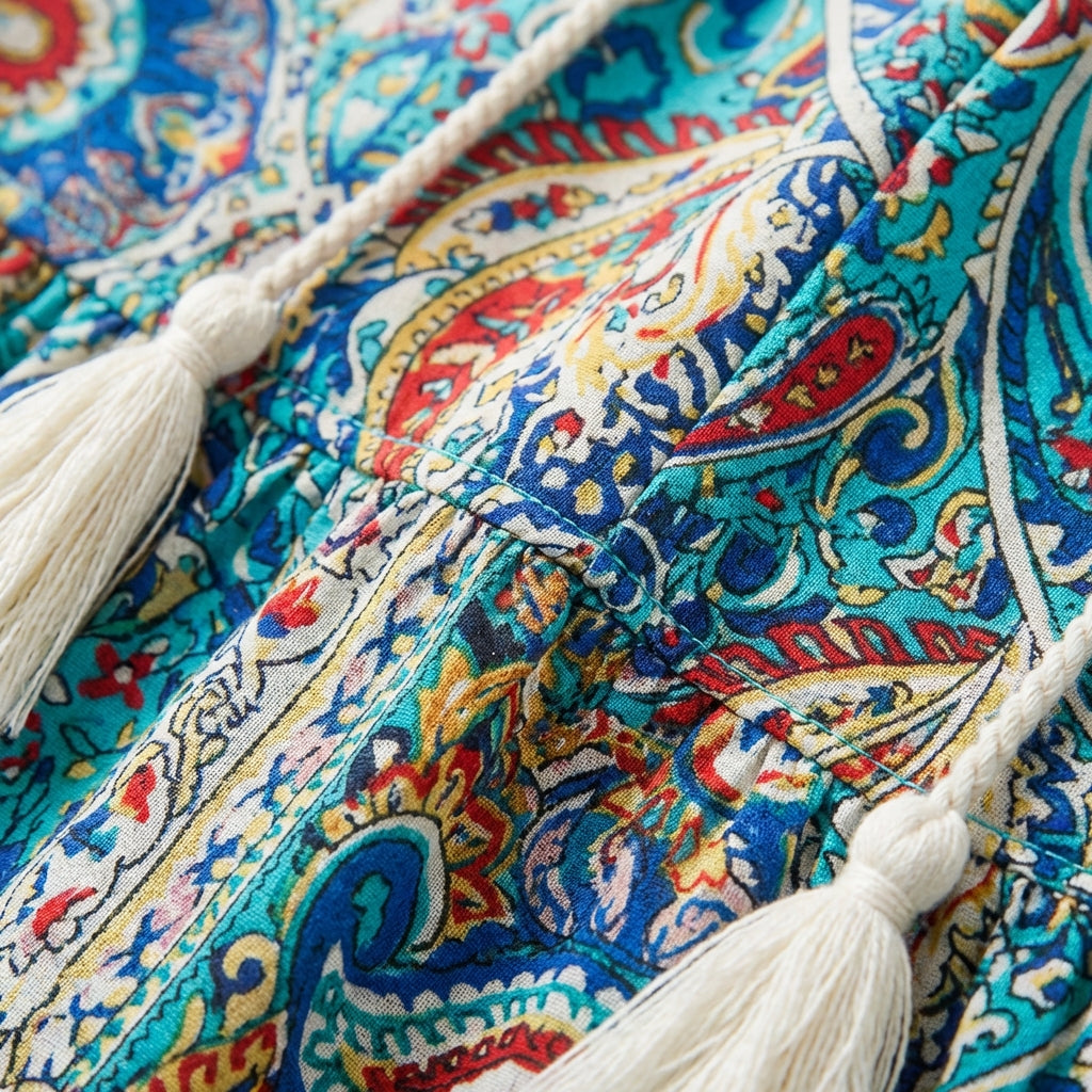 Remedios | Vestido Largo Paisley con Borlas Mujer Boho