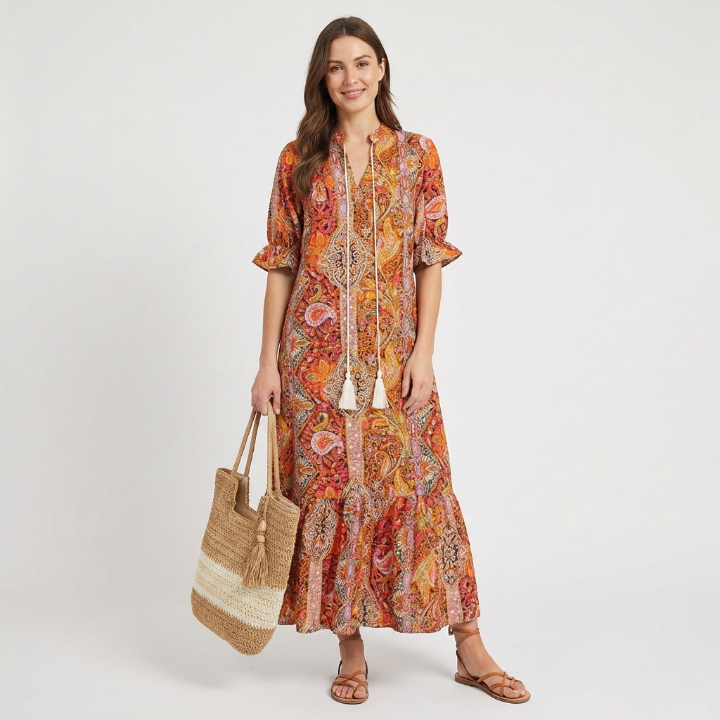 Remedios | Vestido Largo Paisley con Borlas Mujer Boho