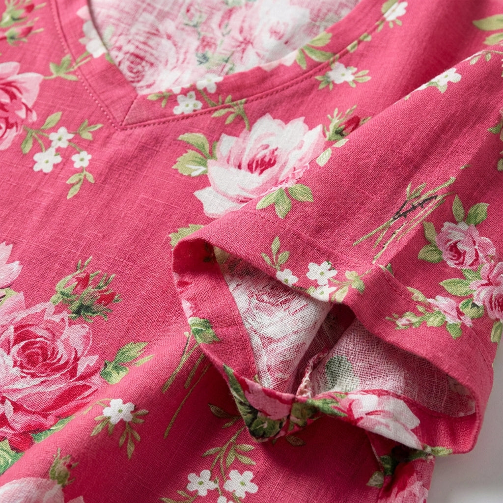 Rosa | Camiseta Floral Manga Corta Mujer