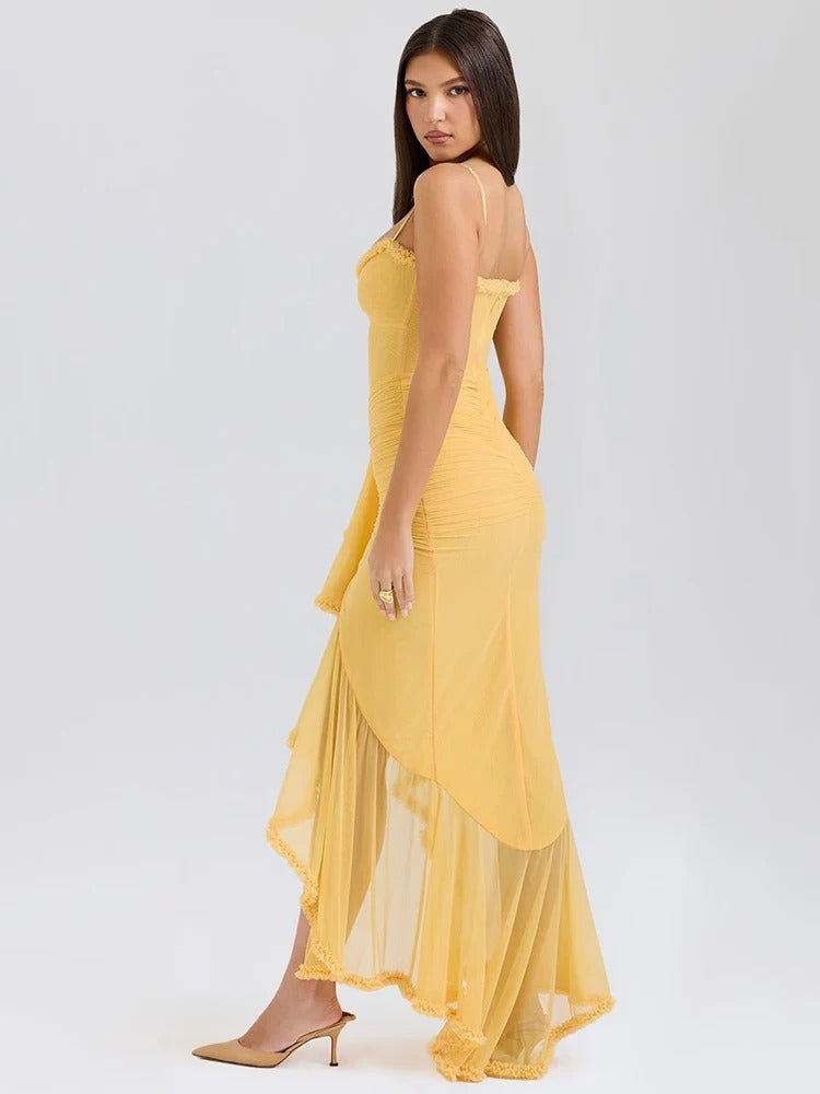 Julia - Vestido largo casual de tirantes con encaje para mujer