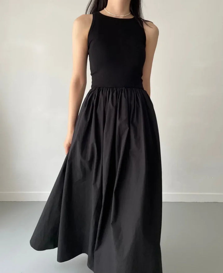 Vestido largo mujer sin mangas elegante negro - Marie