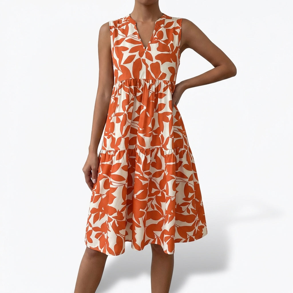 Selva | Vestido Sin Mangas Estampado Escalonado Mujer