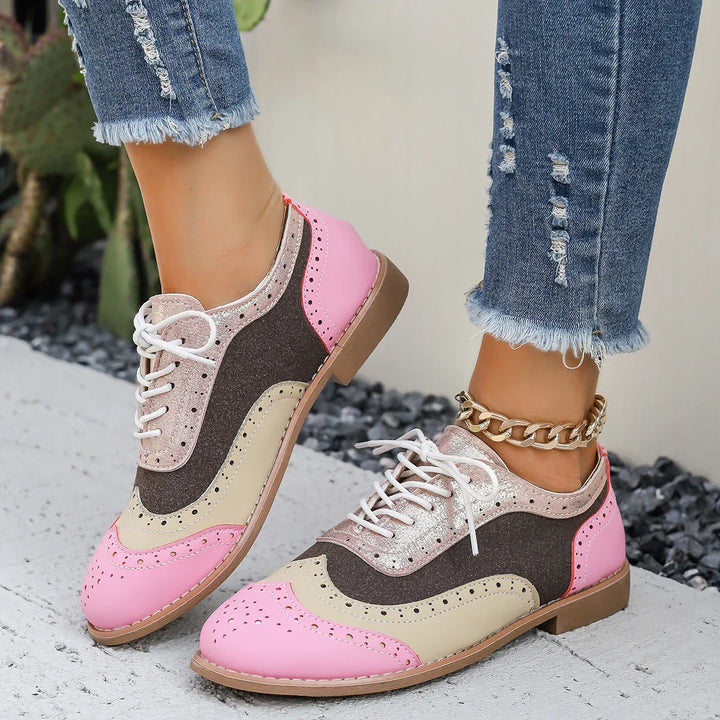 Zapatos oxford multicolor con acabado brillante para mujer - Aurora