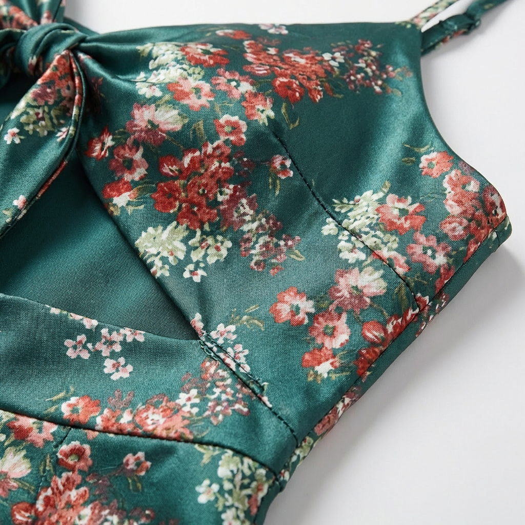 Sofia | Mujer Vestido Midi Con Estampado Floral Y Lazo Frontal | Boho