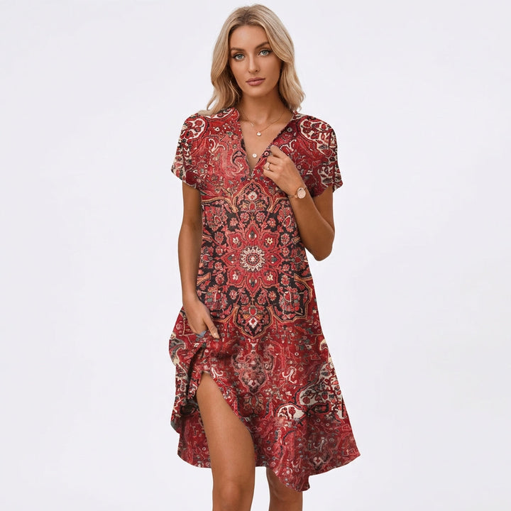 Soraya | Vestido Midi Estampado Escote V Mujer Boho