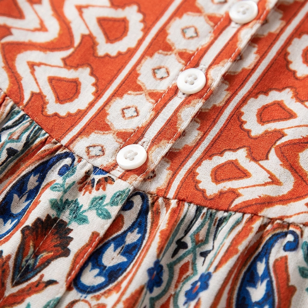 Triana | Vestido Corto Étnico Escalonado Mujer Boho