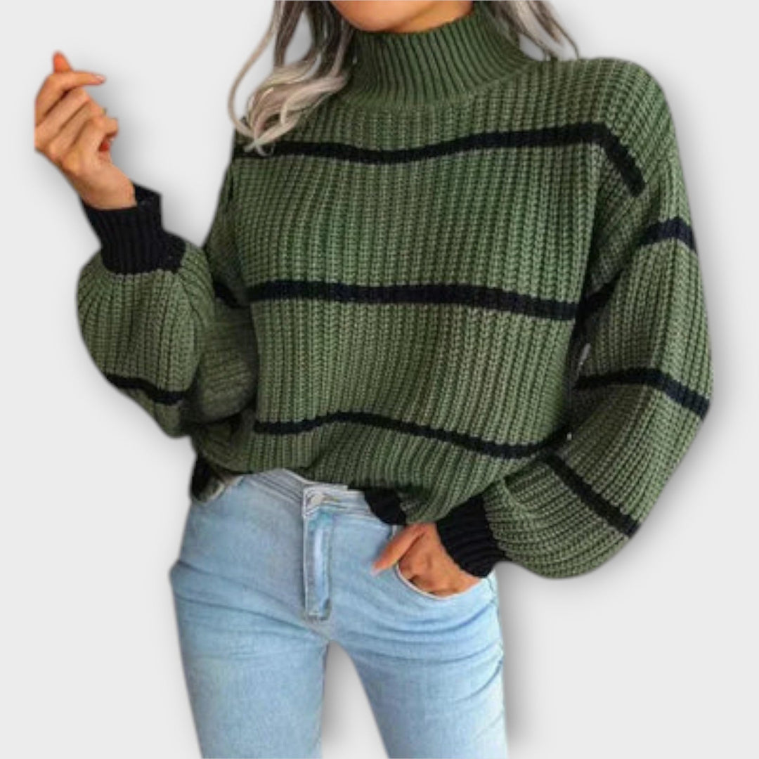 Candela – jersey de rayas con cuello alto