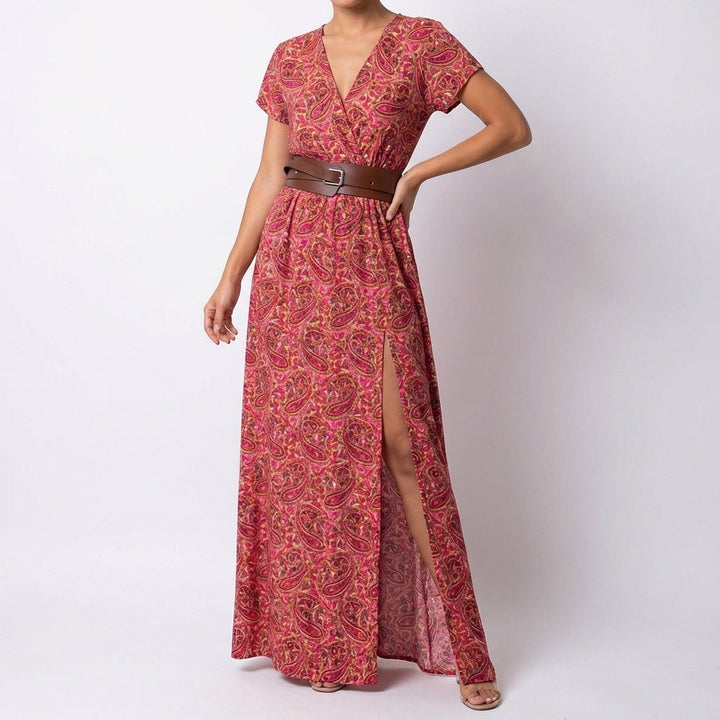Valentina | Mujer Vestido Largo Estampado con Abertura