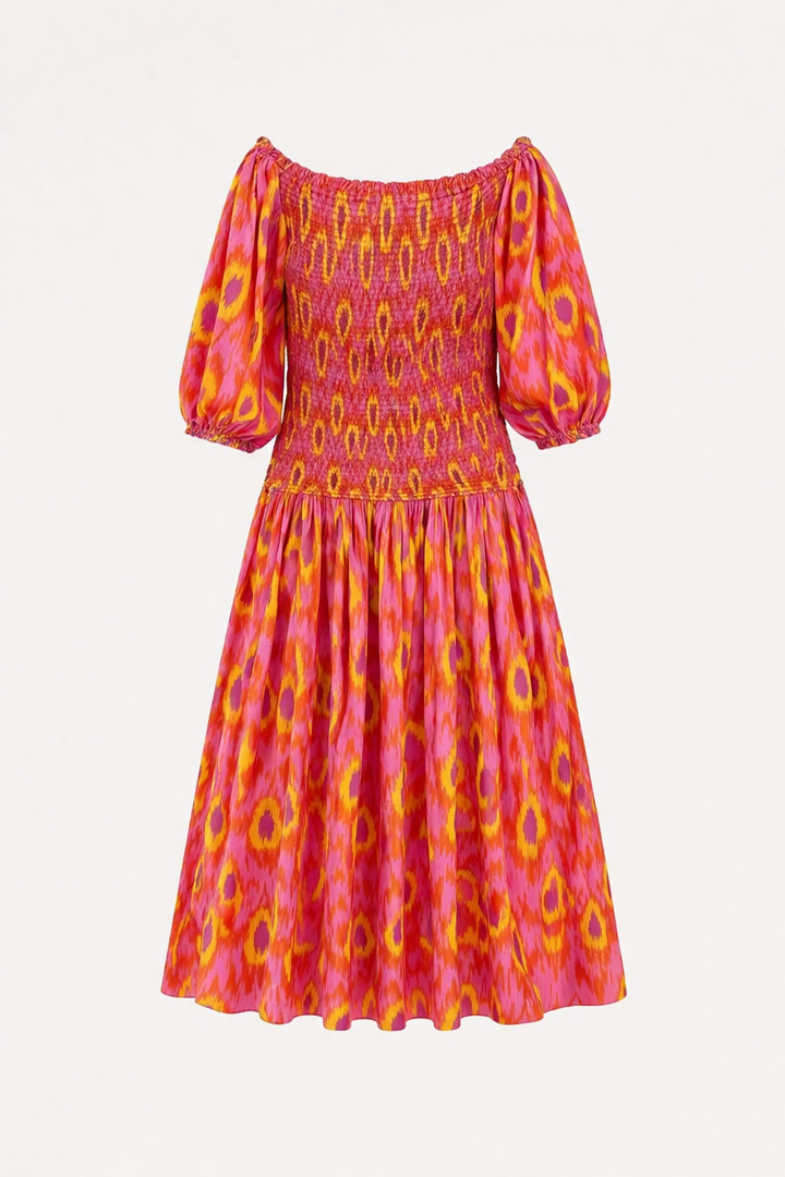 Vestido largo hombros descubiertos fruncido para mujer - Anna