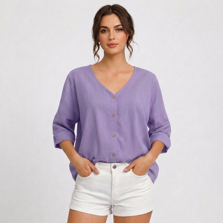 Violeta | Blusa Escote V con Botones Mujer Casual