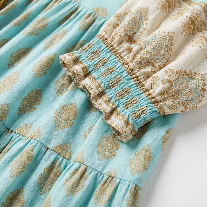 Zahara | Vestido Largo Estampado con Borlas Mujer Boho