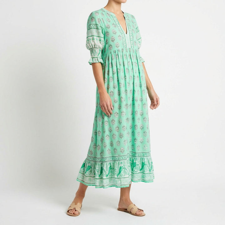 Zahara | Vestido Largo Estampado con Borlas Mujer Boho