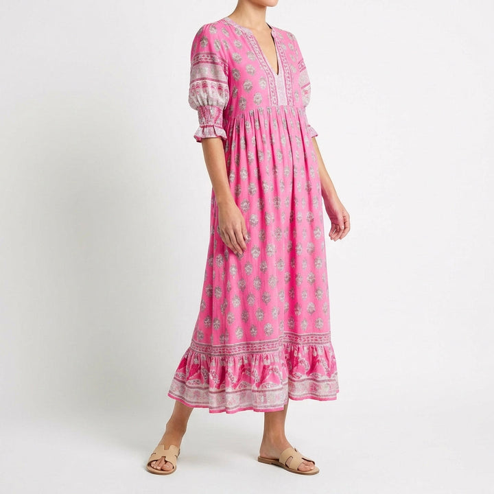 Zahara | Vestido Largo Estampado con Borlas Mujer Boho