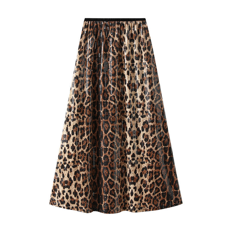 Falda para mujer con estampado de leopardo en lentejuelas - Ynaris