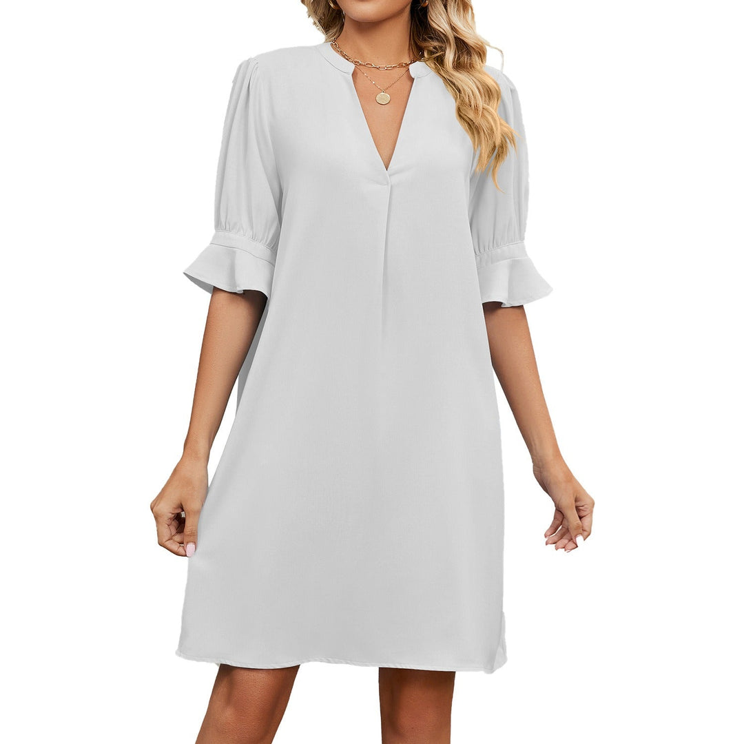 Vestido corto mujer manga con volante estilo fluido - Gabriela