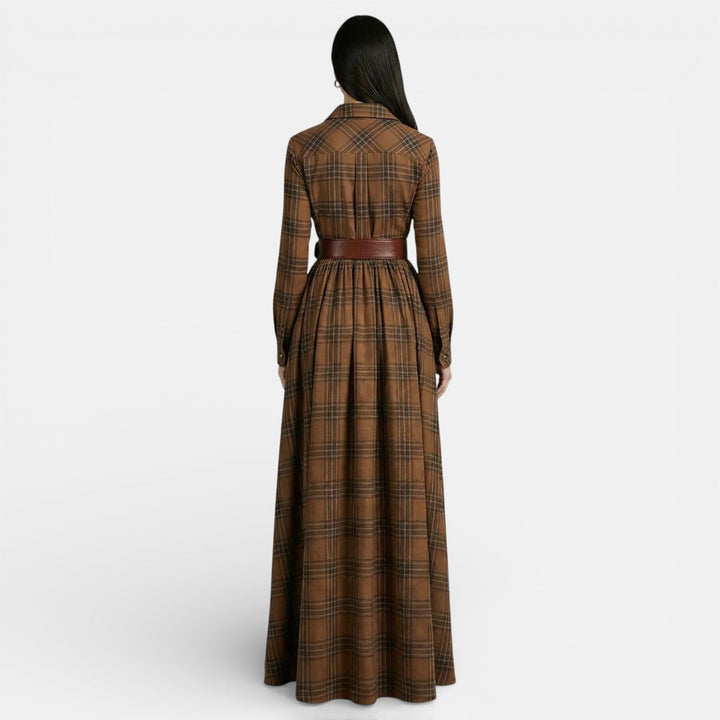 Vestido retro de mujer - Manga larga y cinturón
