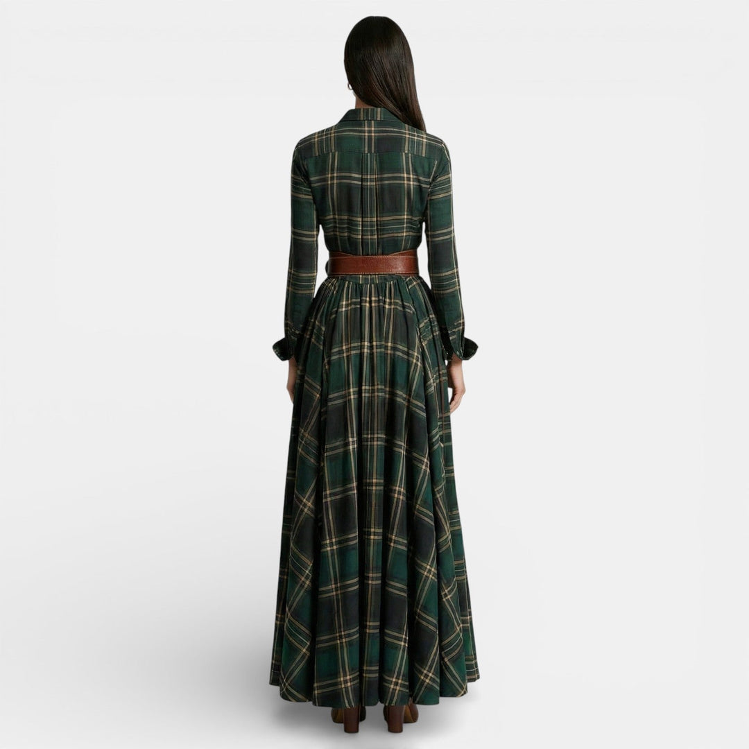 Vestido retro de mujer - Manga larga y cinturón