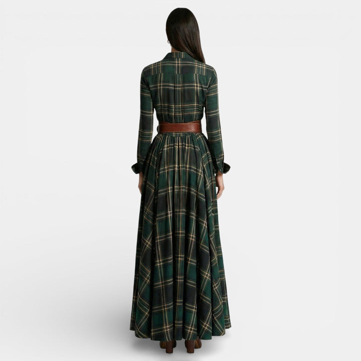 Vestido retro de mujer - Manga larga y cinturón