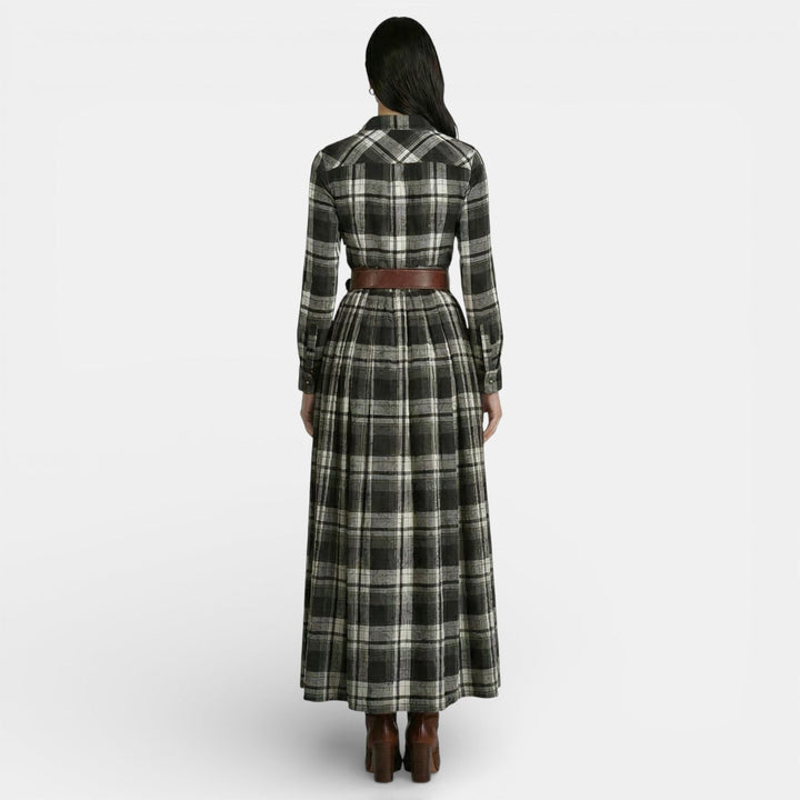 Vestido retro de mujer - Manga larga y cinturón