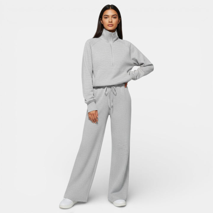 Conjunto Deportivo Mujer Half Zip y Pantalón Wide Leg