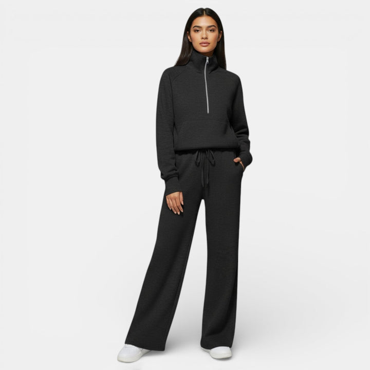 Conjunto Deportivo Mujer Half Zip y Pantalón Wide Leg