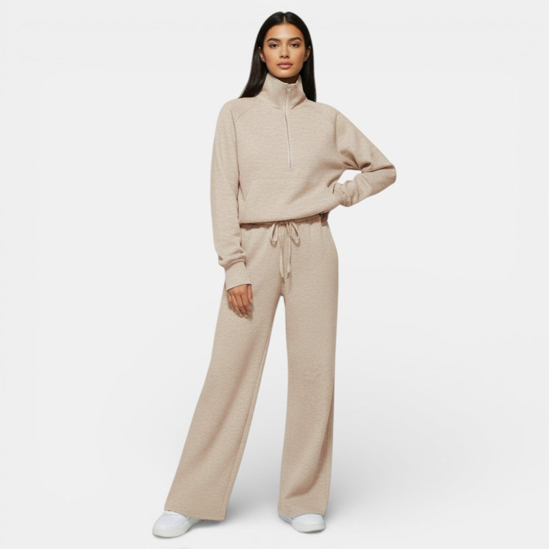 Conjunto Deportivo Mujer Half Zip y Pantalón Wide Leg