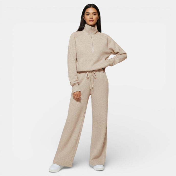 Conjunto Deportivo Mujer Half Zip y Pantalón Wide Leg