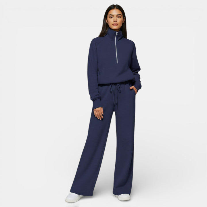 Conjunto Deportivo Mujer Half Zip y Pantalón Wide Leg