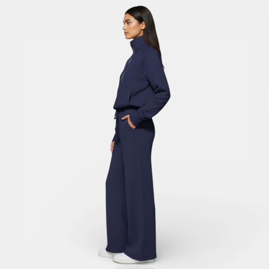 Conjunto Deportivo Mujer Half Zip y Pantalón Wide Leg