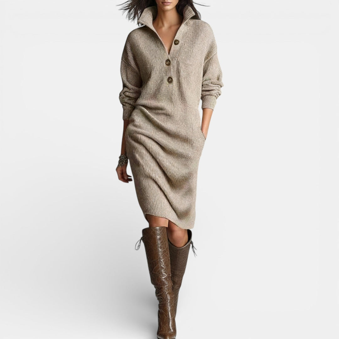 Vestido Suéter de Invierno Mujer Elegante y Cálido