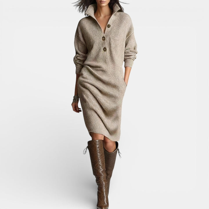 Vestido Suéter de Invierno Mujer Elegante y Cálido