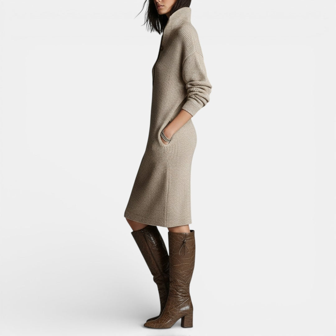 Vestido Suéter de Invierno Mujer Elegante y Cálido