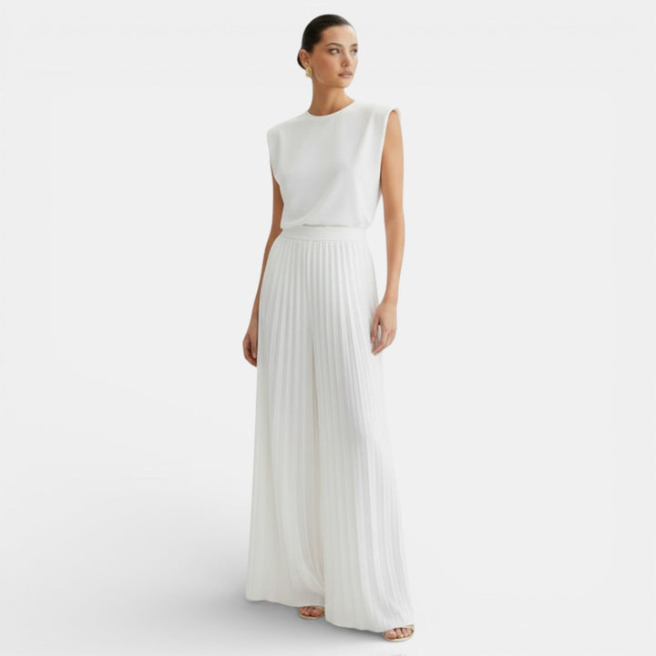 Conjunto Mujer sin Mangas con Pantalón Wide Leg