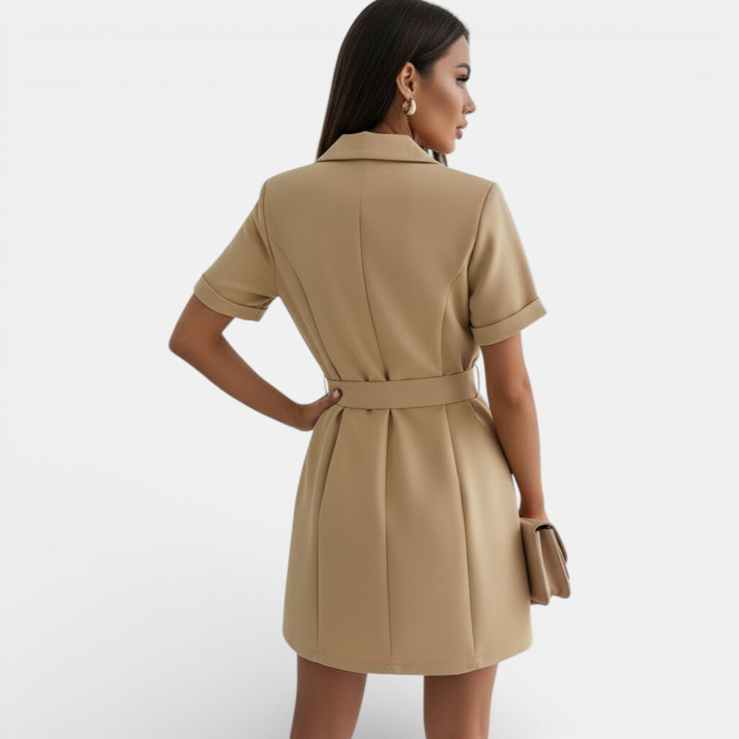 Vestido Traje Elegante Mujer con Cintura Ajustada