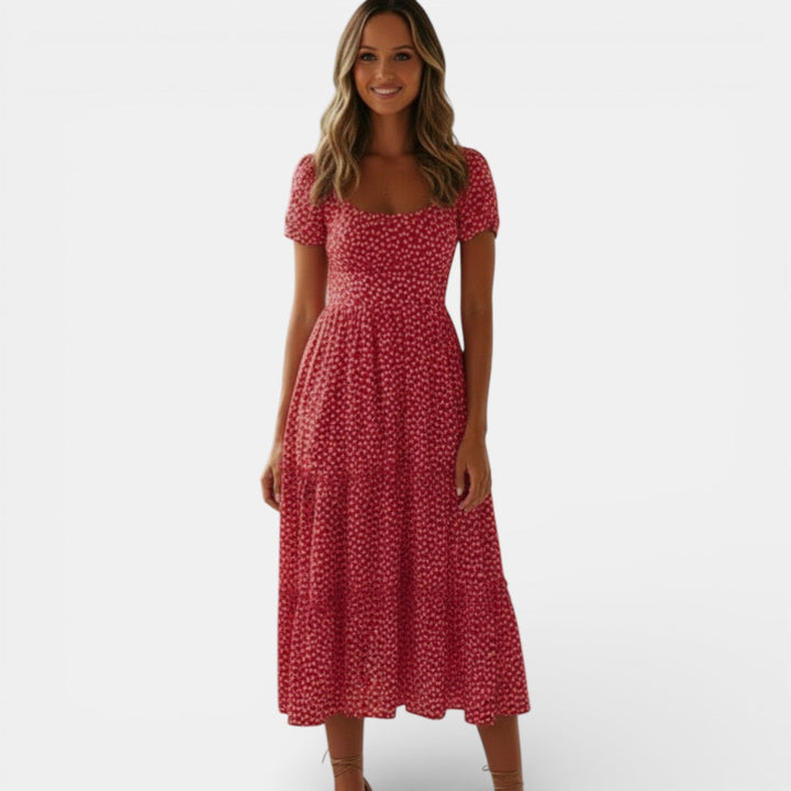 Vestido Estampado de Manga Corta para Mujer