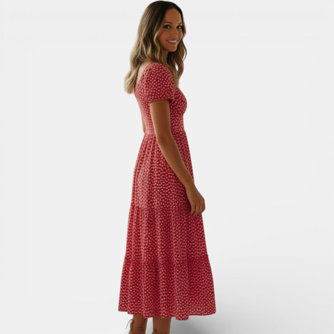 Vestido Estampado de Manga Corta para Mujer