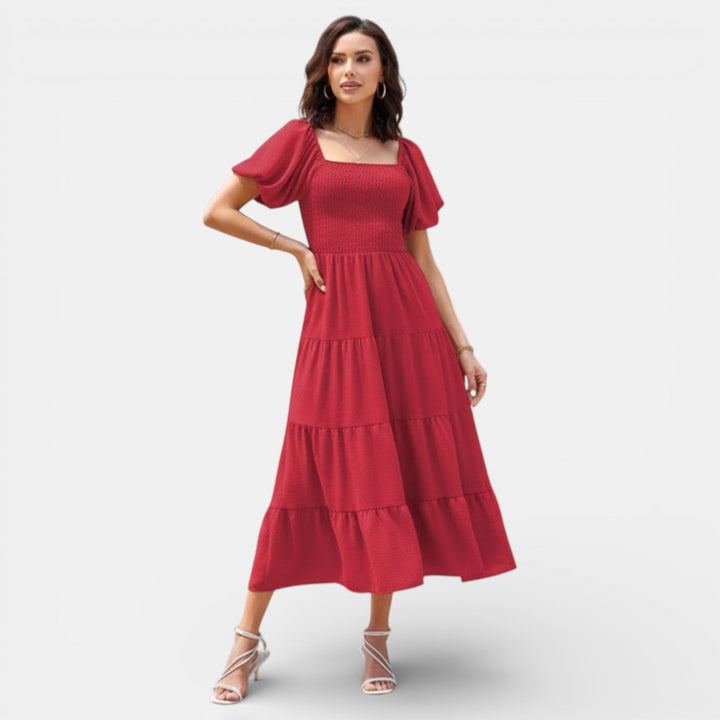 Vestido Mujer Escote Cuadrado Espalda Abierta