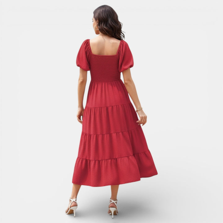 Vestido Mujer Escote Cuadrado Espalda Abierta