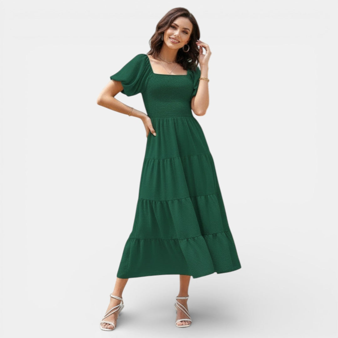 Vestido Mujer Escote Cuadrado Espalda Abierta