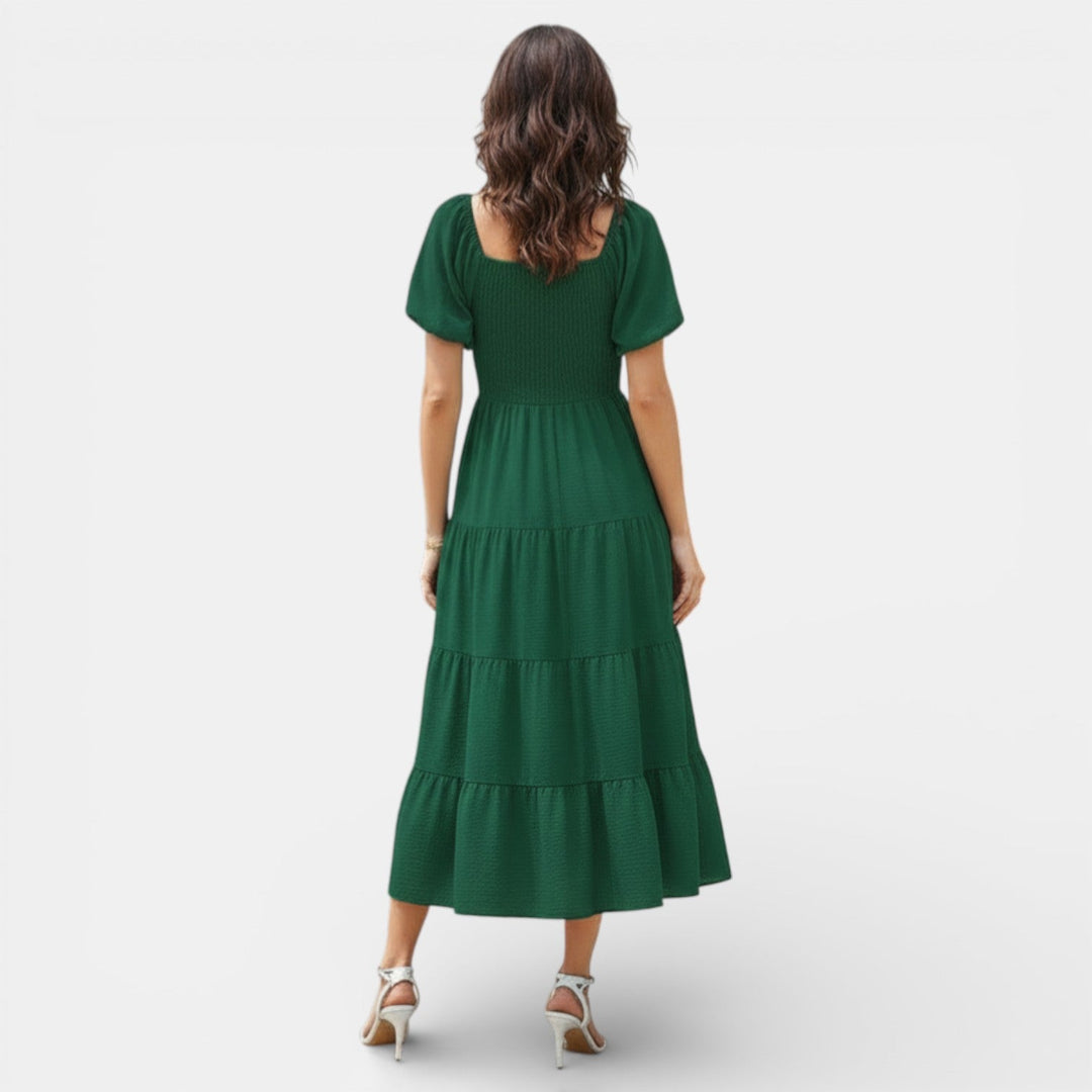 Vestido Mujer Escote Cuadrado Espalda Abierta