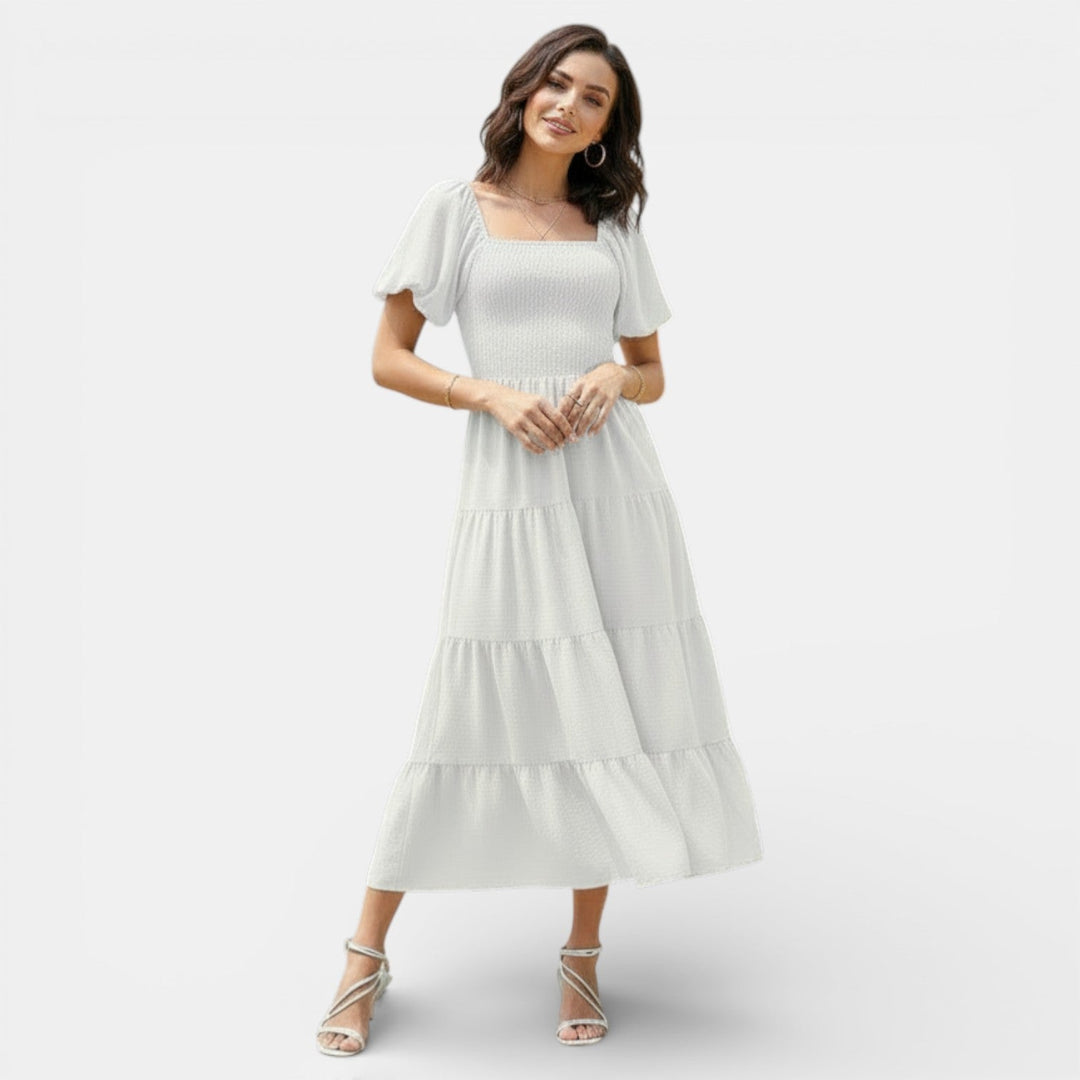 Vestido Mujer Escote Cuadrado Espalda Abierta