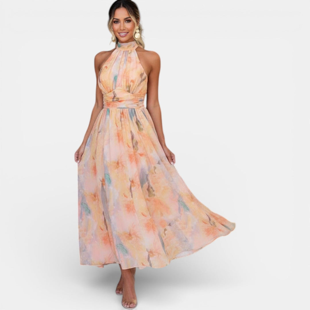 Vestido Mujer Floral Sin Mangas Espalda Abierta