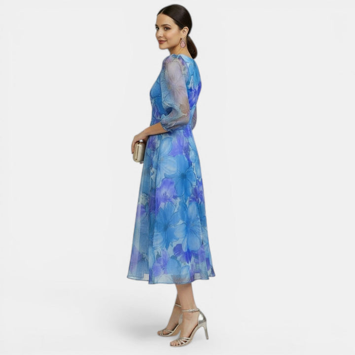 Vestido Midi Mujer Verano de Malla Floral Elegante
