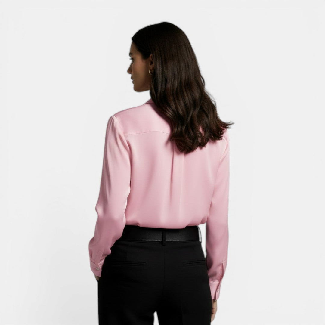 Camisa Mujer Holgada con Solapa y Botones Manga Larga