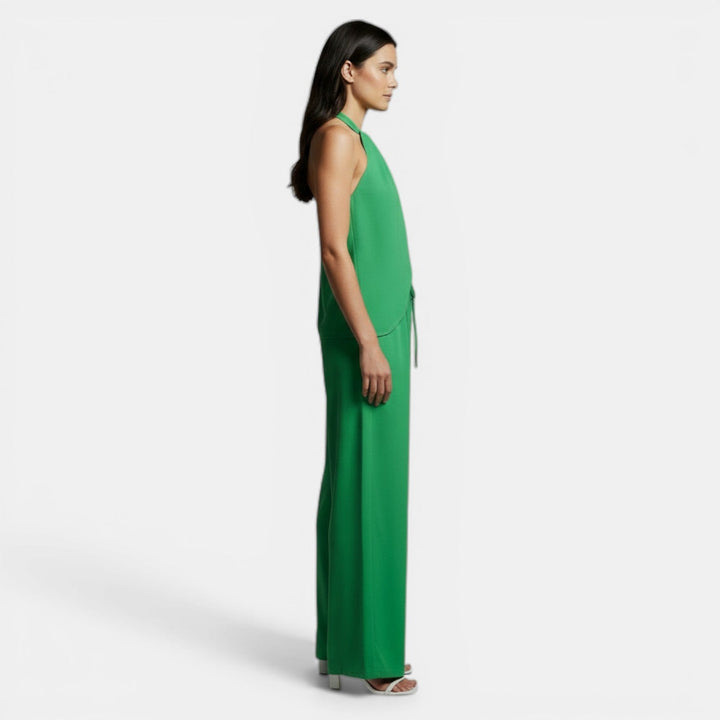 Conjunto Mujer Pantalón Palazzo y Blusa Cuello Redondo